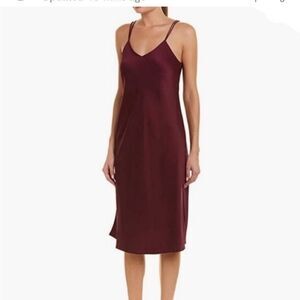 Women’s Sam Edelman Midi Satin Slip Dress in Deep Burgandy Spaghetti Strap 4 NWT